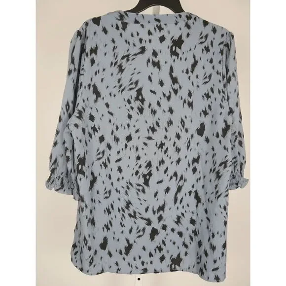 Women's Blue 3/4 Puff Sleeve Top XL - Picture 3 of 7